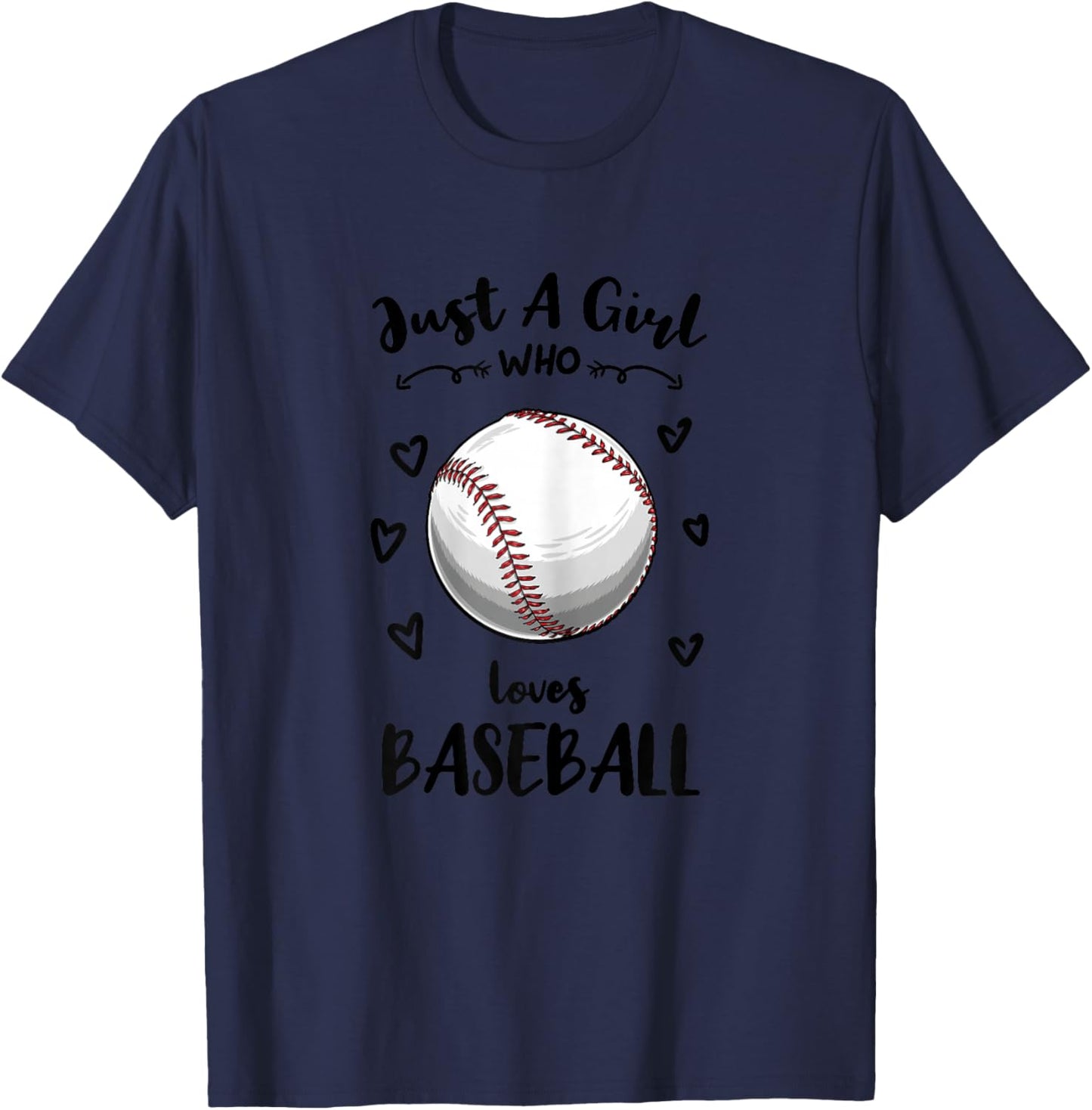 Just A Girl Who Loves Baseball T-Shirt - T-Shirt | Navy