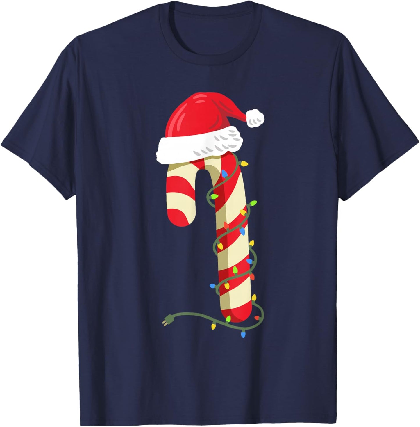 Christmas Candy Cane Funny Santa Xmas Girls Boys Kids T-Shirt - T-Shirt | Navy