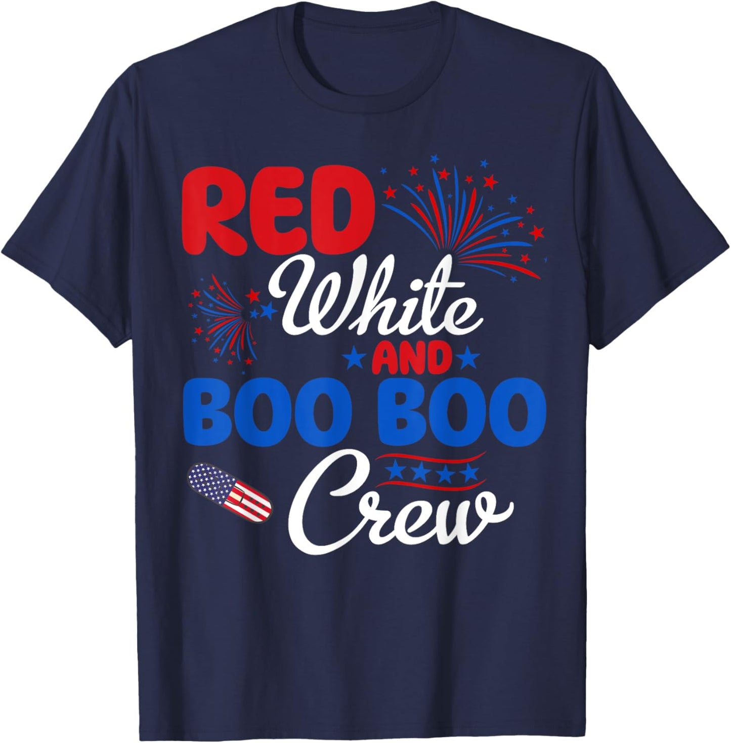 Red White And Boo Boo Crew 4th Of July Nurse Nursing Men T-Shirt - T-Shirt | Navy