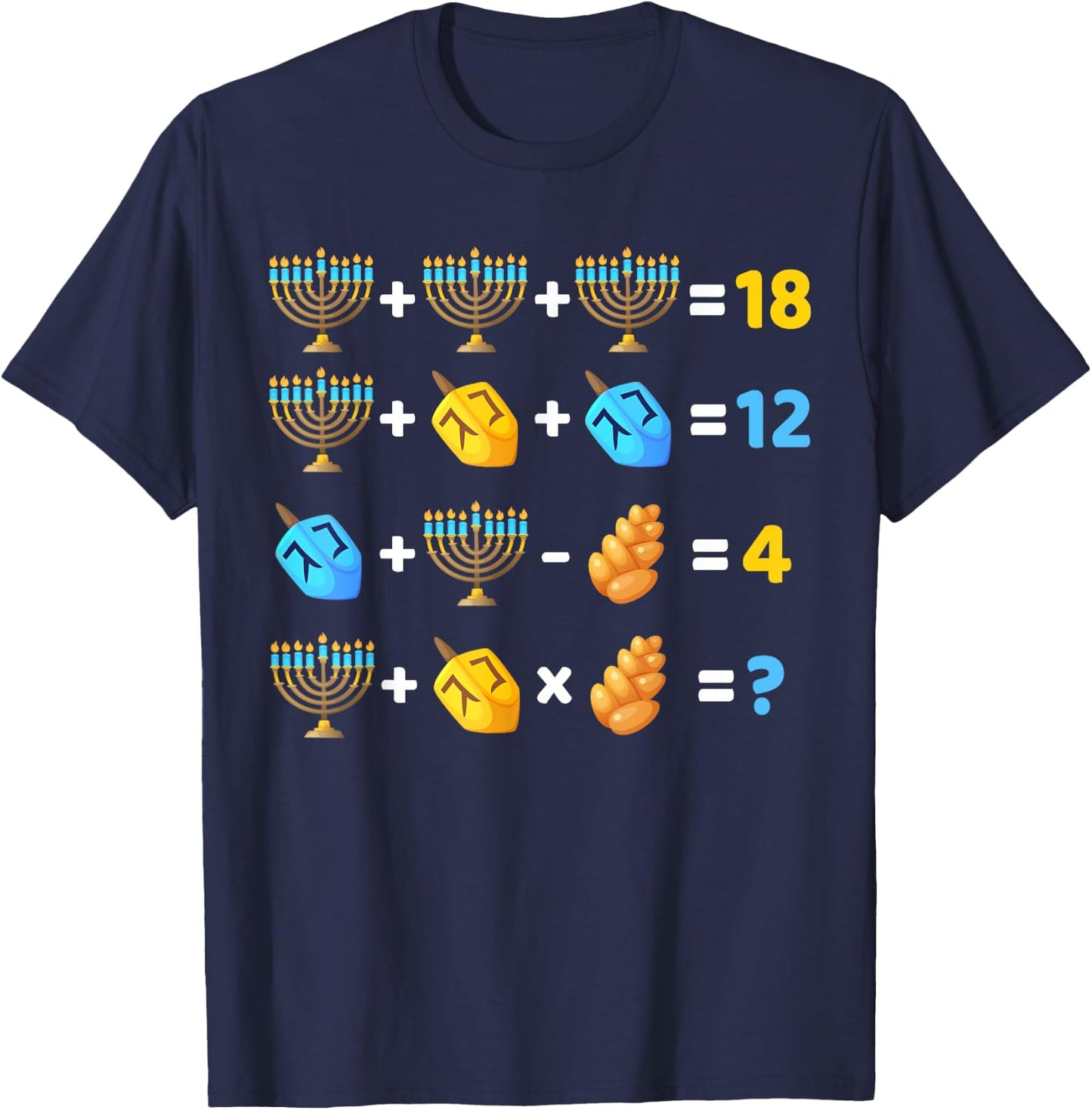 Hanukkah Order of Operations Quiz Math Teacher T-Shirt - T-Shirt | Navy
