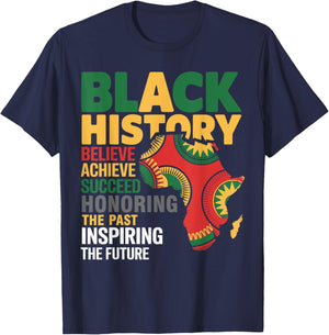 Black History Month Funny Honoring Past Inspiring Future T-Shirt - T-Shirt | Navy