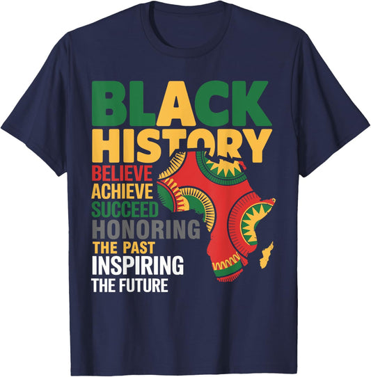Black History Month Funny Honoring Past Inspiring Future T-Shirt - T-Shirt | Navy