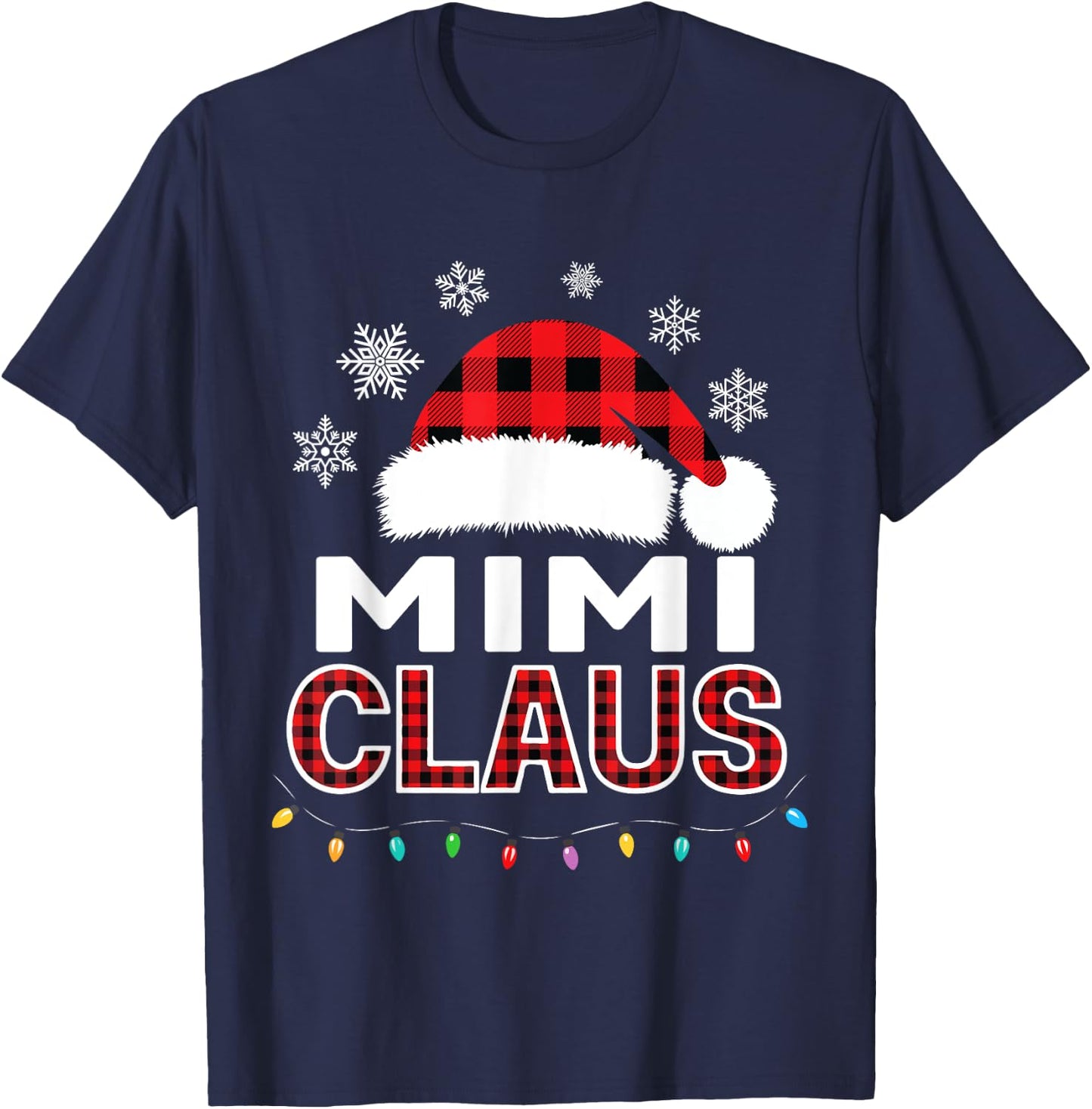 Mimi Claus Christmas Lights Santa Pajama Family Matching T-Shirt - T-Shirt | Navy