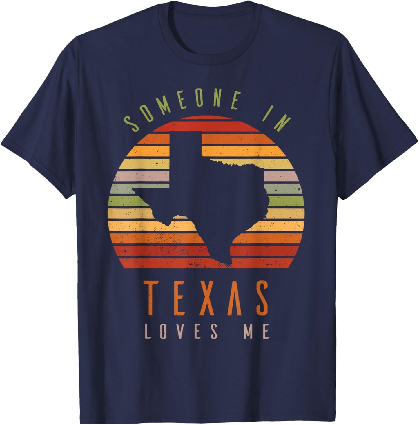 Someone In Texas Loves Me Vintage State Retro T-Shirt - T-Shirt | Navy