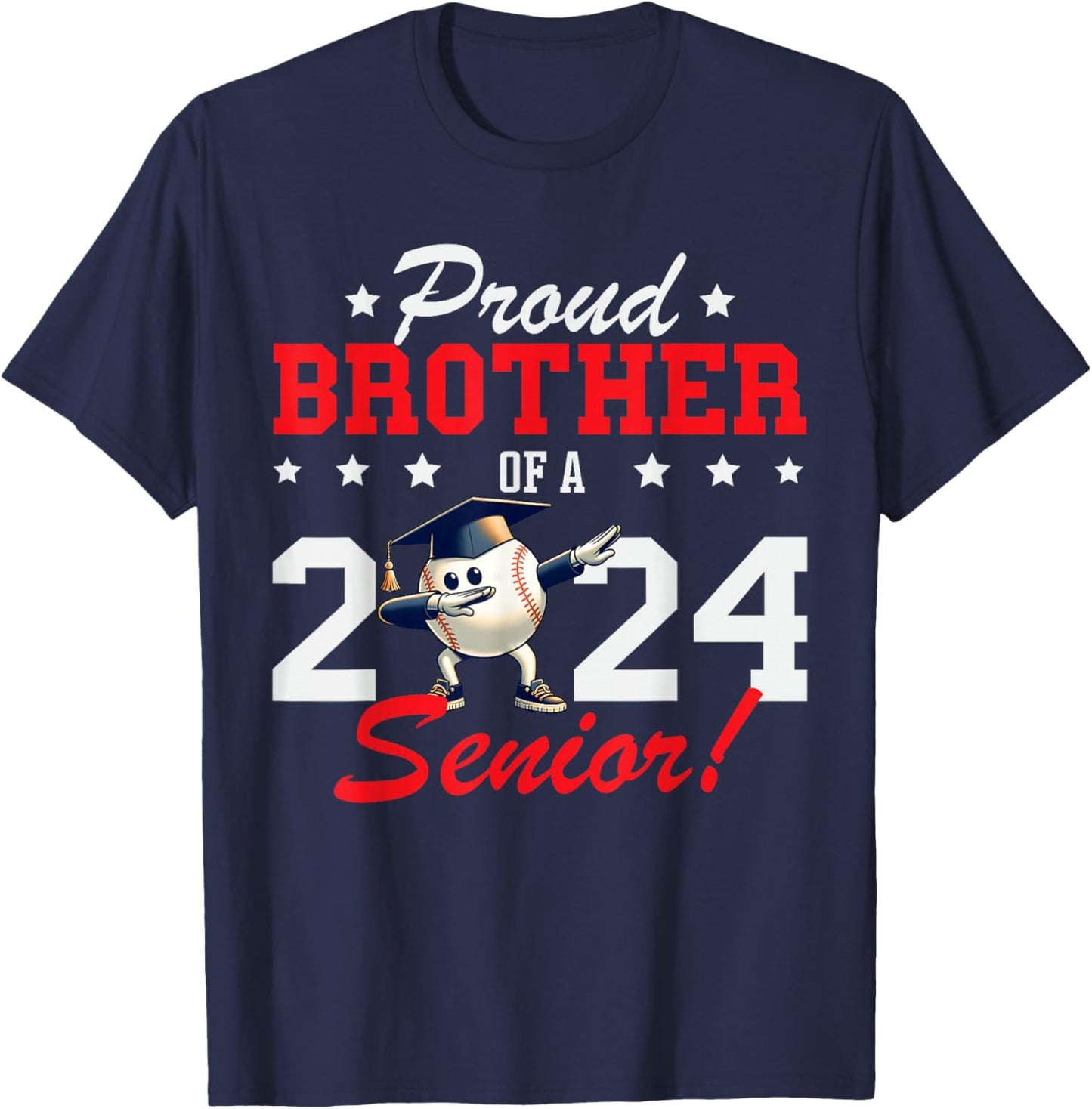 Graduation Proud Brother Of A 2024 Senior Baseball Player T-Shirt - T-Shirt | Navy