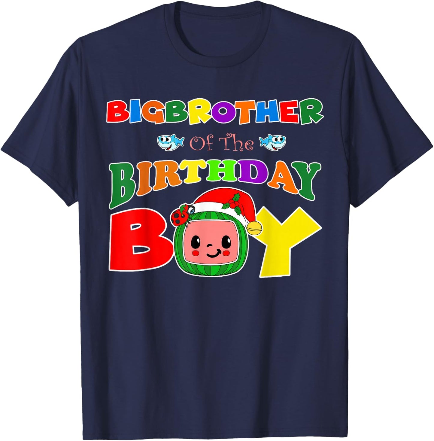 Big Brother Of The Birthday Boy Funny Melon Family Matching T-Shirt - T-Shirt | Navy