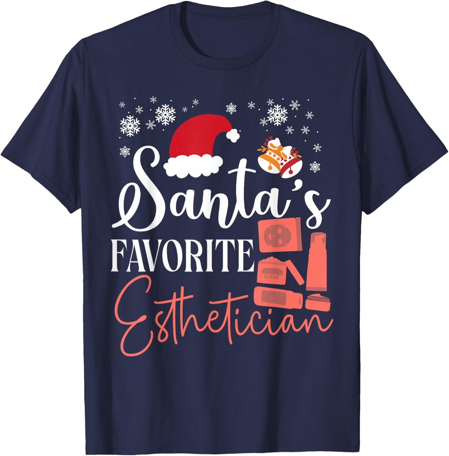 Cute Licensed Esthetician Skincare Beautician Christmas T-Shirt - T-Shirt | Navy