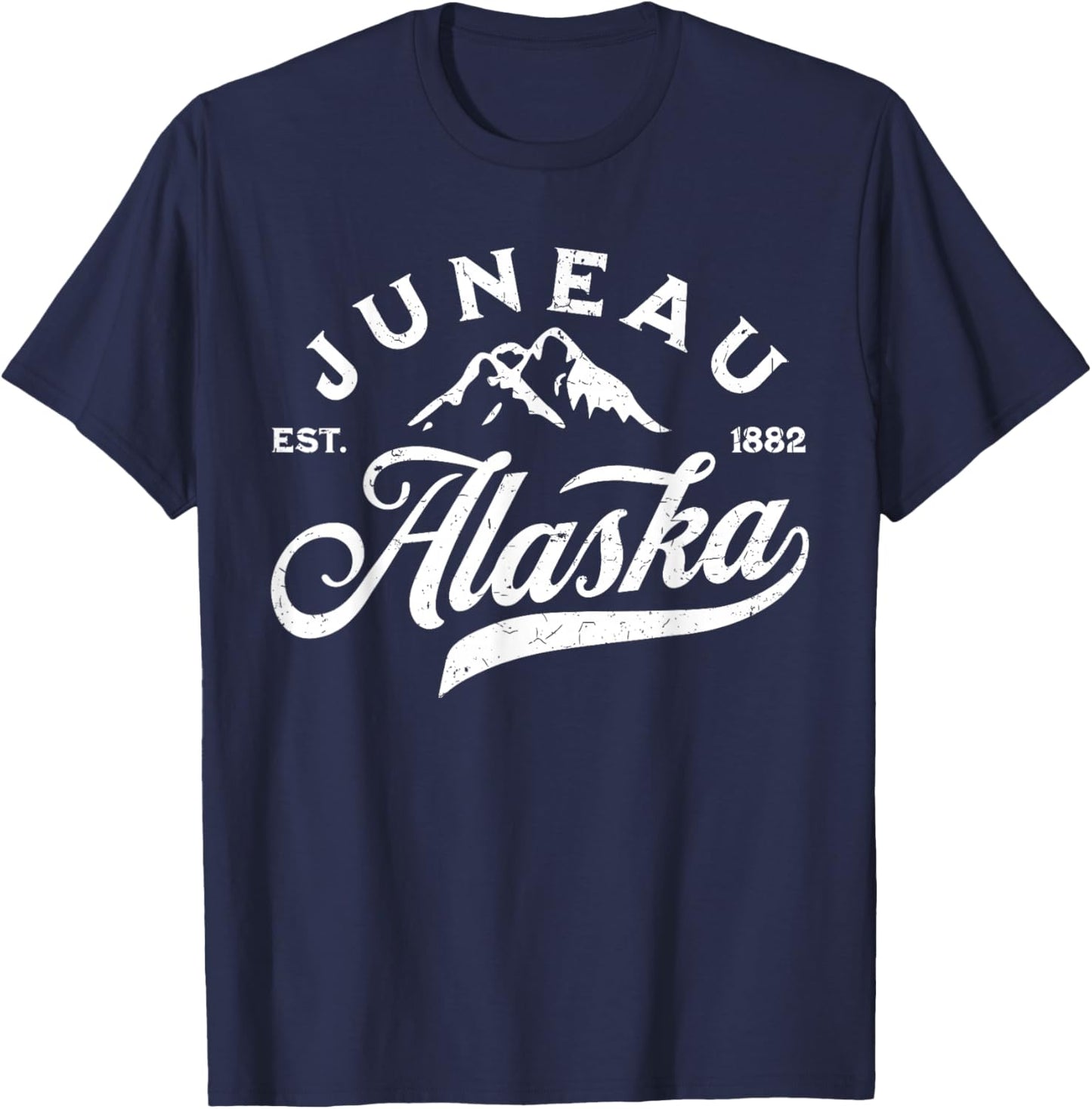 Vintage Juneau Alaska AK Mountains Family Vacation Souvenir T-Shirt - T-Shirt | Navy