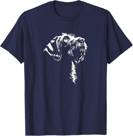 Korthals Griffon Portrait Silhouette Hunting Dog Griffon Dog T-Shirt - T-Shirt | Navy