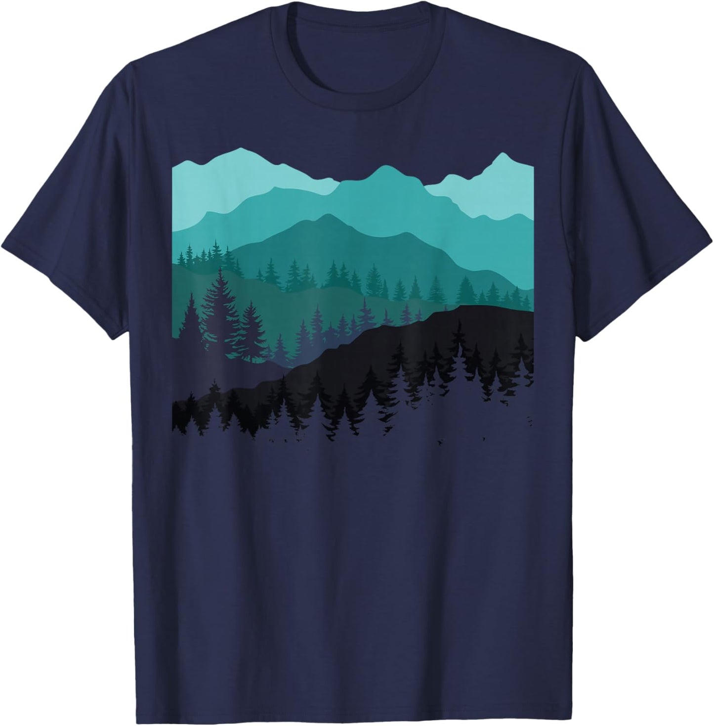 Timeless Mountain, Nature Trees and Forest T-Shirt - T-Shirt | Navy