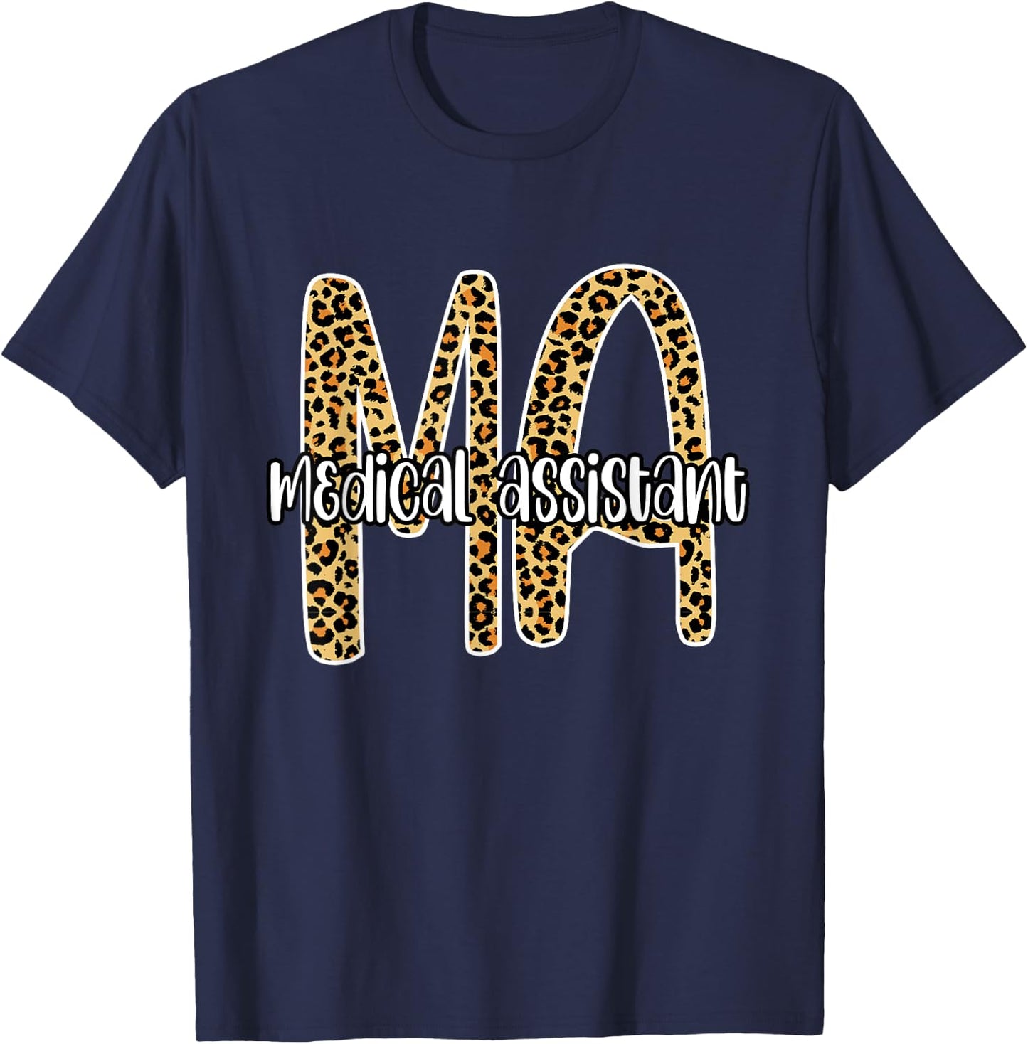 MA medical assistant , Leopard plaid Clinical nurse Gift T-Shirt - T-Shirt | Navy