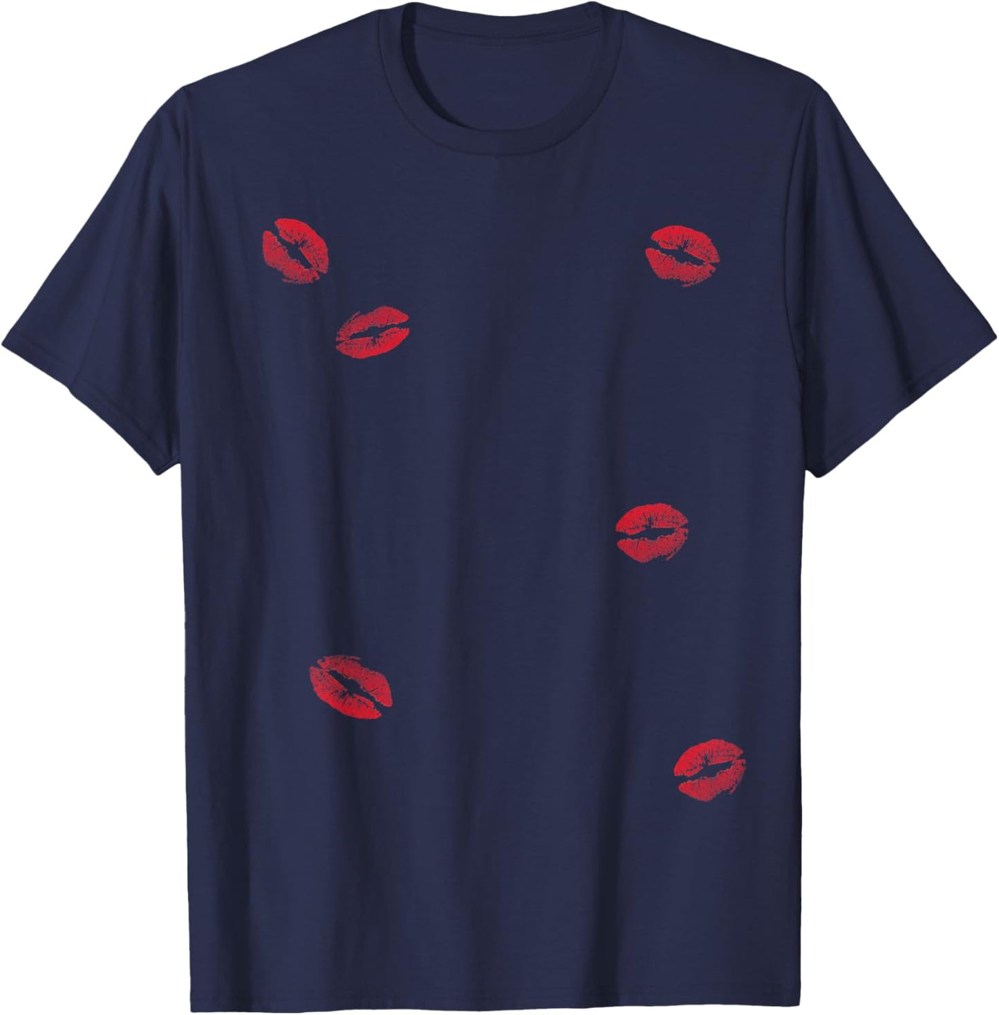Kissed with Love: Playful and Flirty Lipstick Kisses T-Shirt - T-Shirt | Navy
