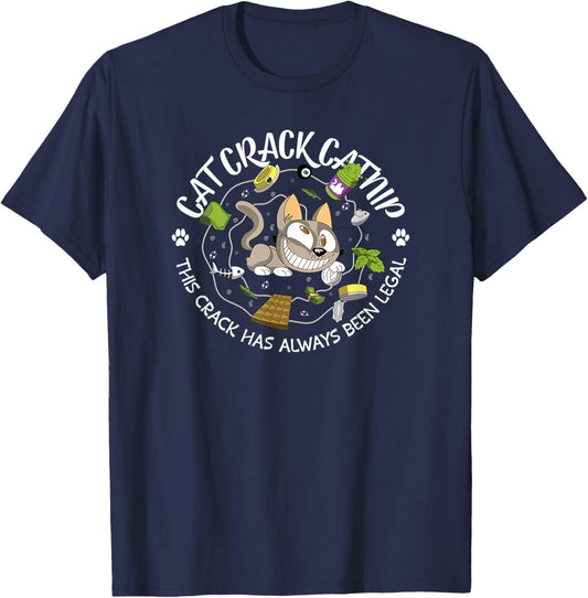 Cat Crack Zoomie Inducing Catnip Men Women T-Shirt - T-Shirt | Navy