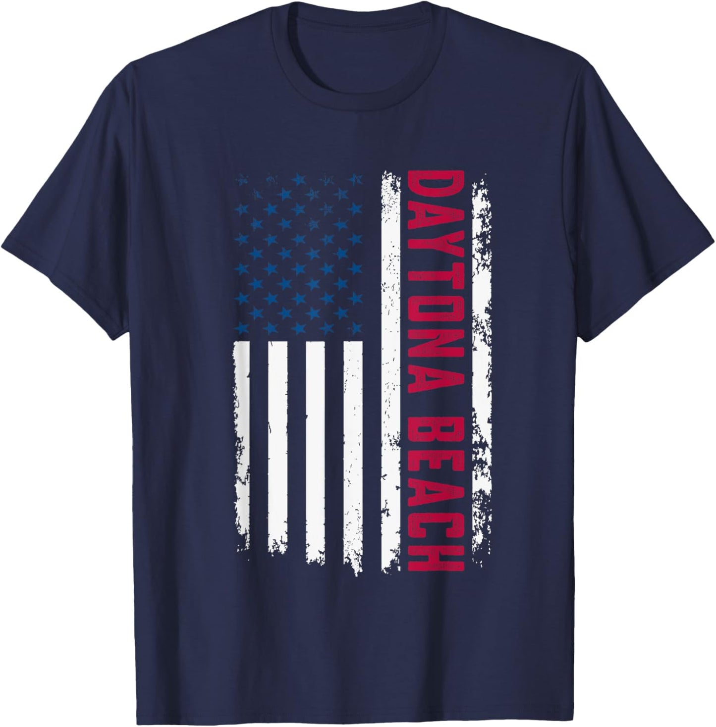 Daytona Beach USA Flag Patriotic American Daytona Beach Men T-Shirt - T-Shirt | Navy