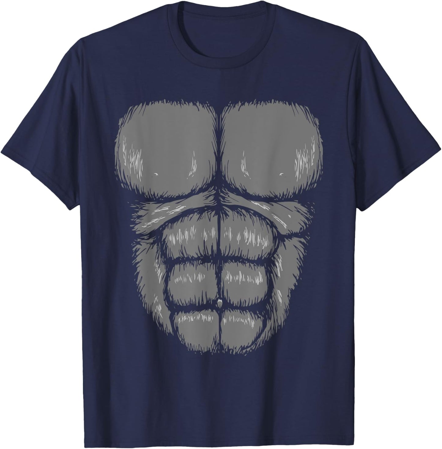 Halloween Funny Gorilla Monkey Belly Chest Costume T-Shirt - T-Shirt | Navy