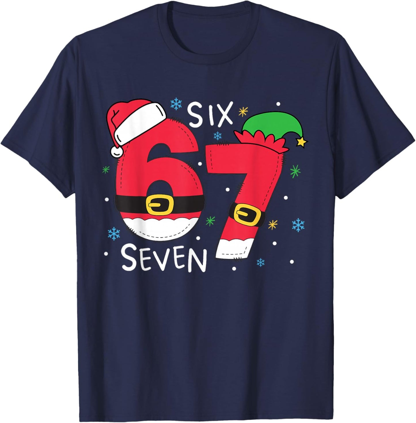 67 Meme Six Seven Christmas Kids Women Men Boys Girls T-Shirt - T-Shirt | Navy