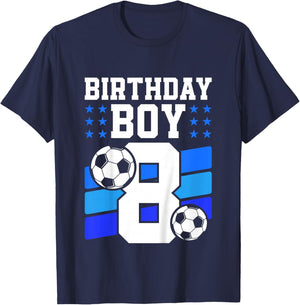 Kids 8 Years Old Boy 8th Birthday Gift Bday Soccer Birthday Boy T-Shirt - T-Shirt | Navy