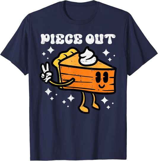 Piece Out Pumpkin Pie Funny Retro Thanksgiving Men Women Kid T-Shirt - T-Shirt | Navy
