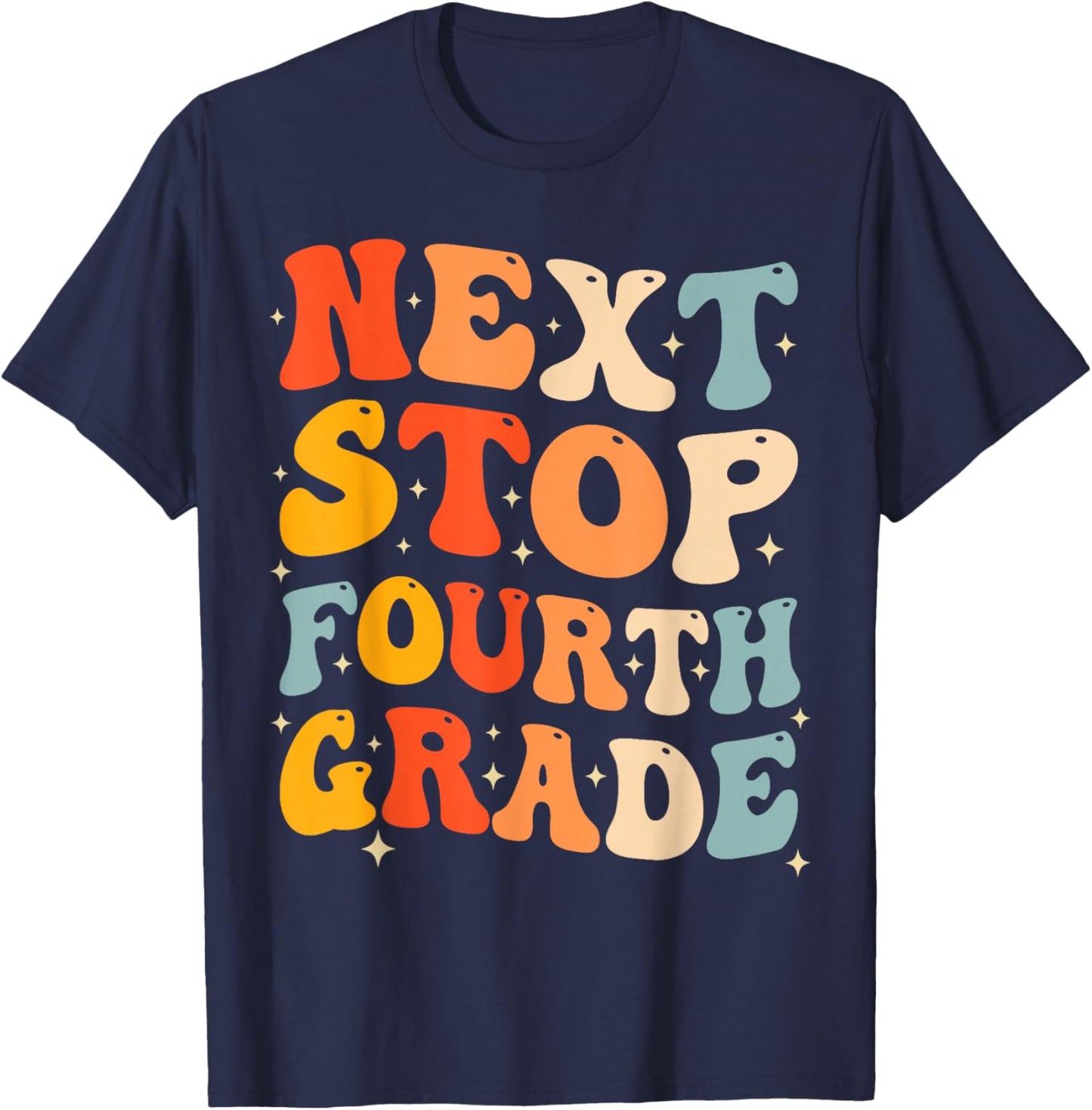 Next Stop Fourth Grade Groovy 3rd Grade Graduation 2026 Kids T-Shirt - T-Shirt | Navy
