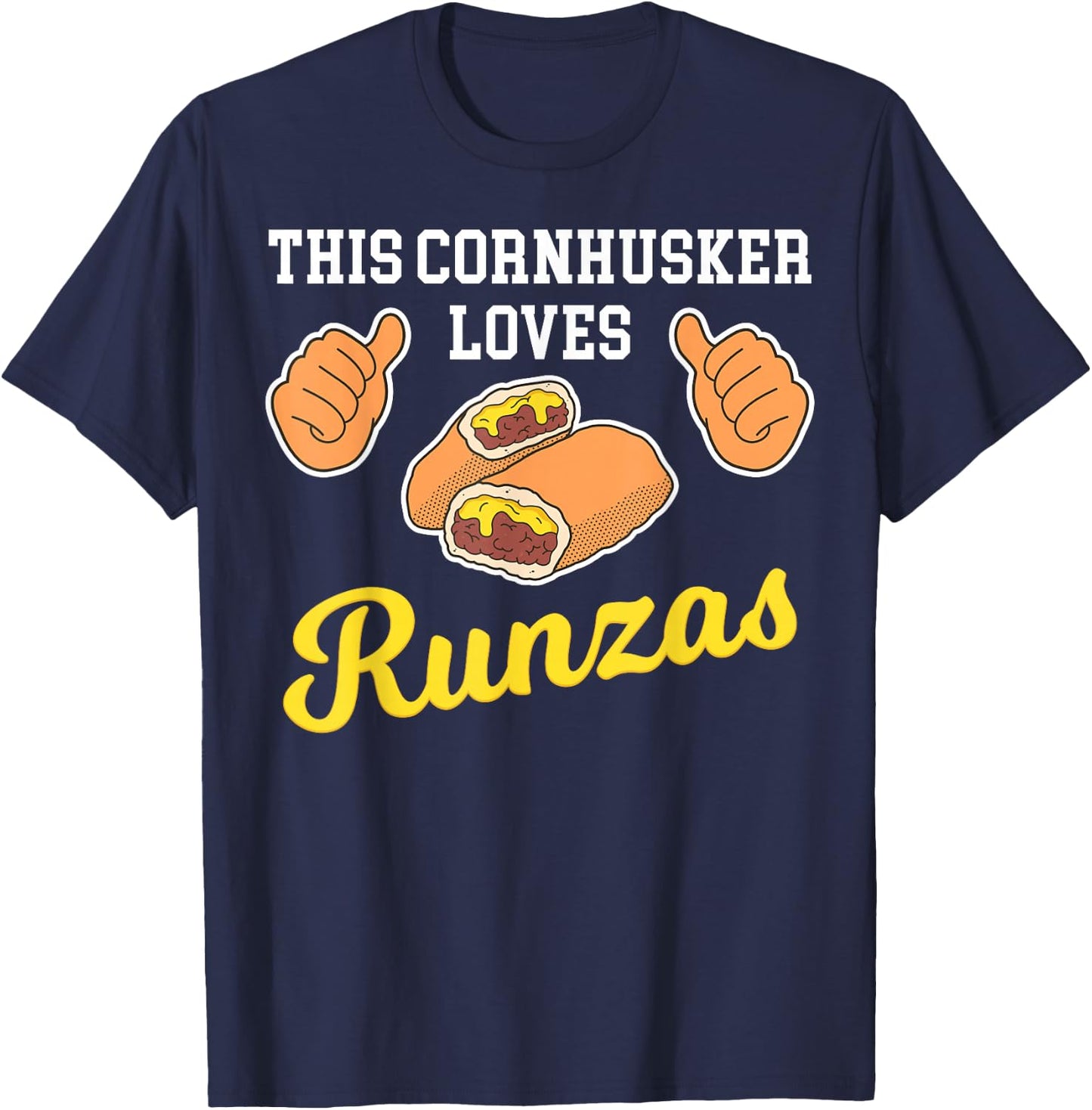 Thumbs Nebraska Sandwich Runza T-Shirt - T-Shirt | Navy
