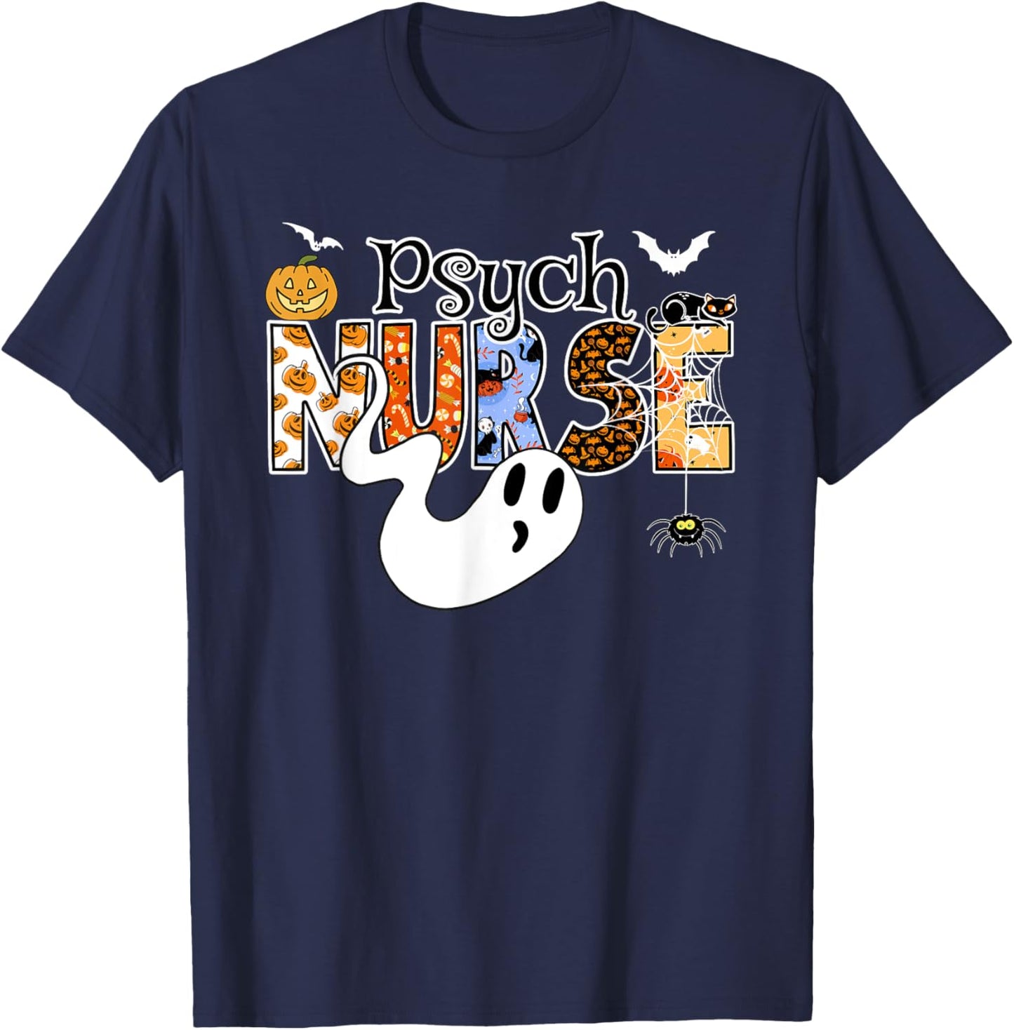 PSYCH NURSE Halloween Costume Psych Nurse Halloween T-Shirt - T-Shirt | Navy