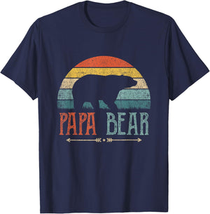 Papa Bear Vintage Daddy Father's Day Retro Dad T-Shirt - T-Shirt | Navy