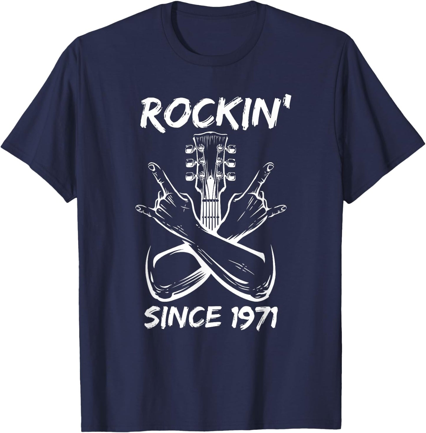 Rockin' Since 1971 Rock 54th Birthday Guitar 54 Years Old T-Shirt - T-Shirt | Navy