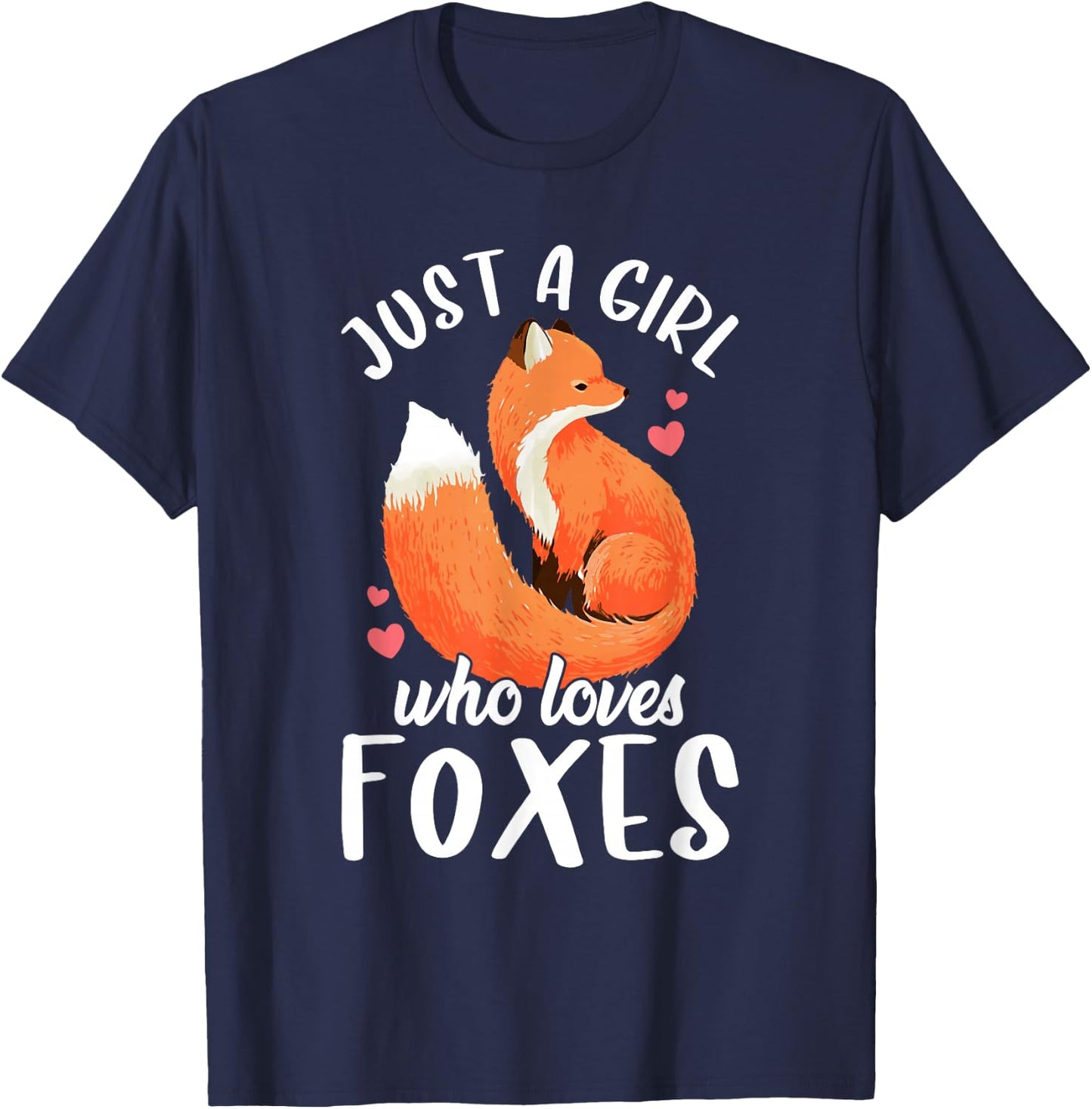 Just A Girl Who Loves Foxes Cute Fox For Girls Kids T-Shirt - T-Shirt | Navy