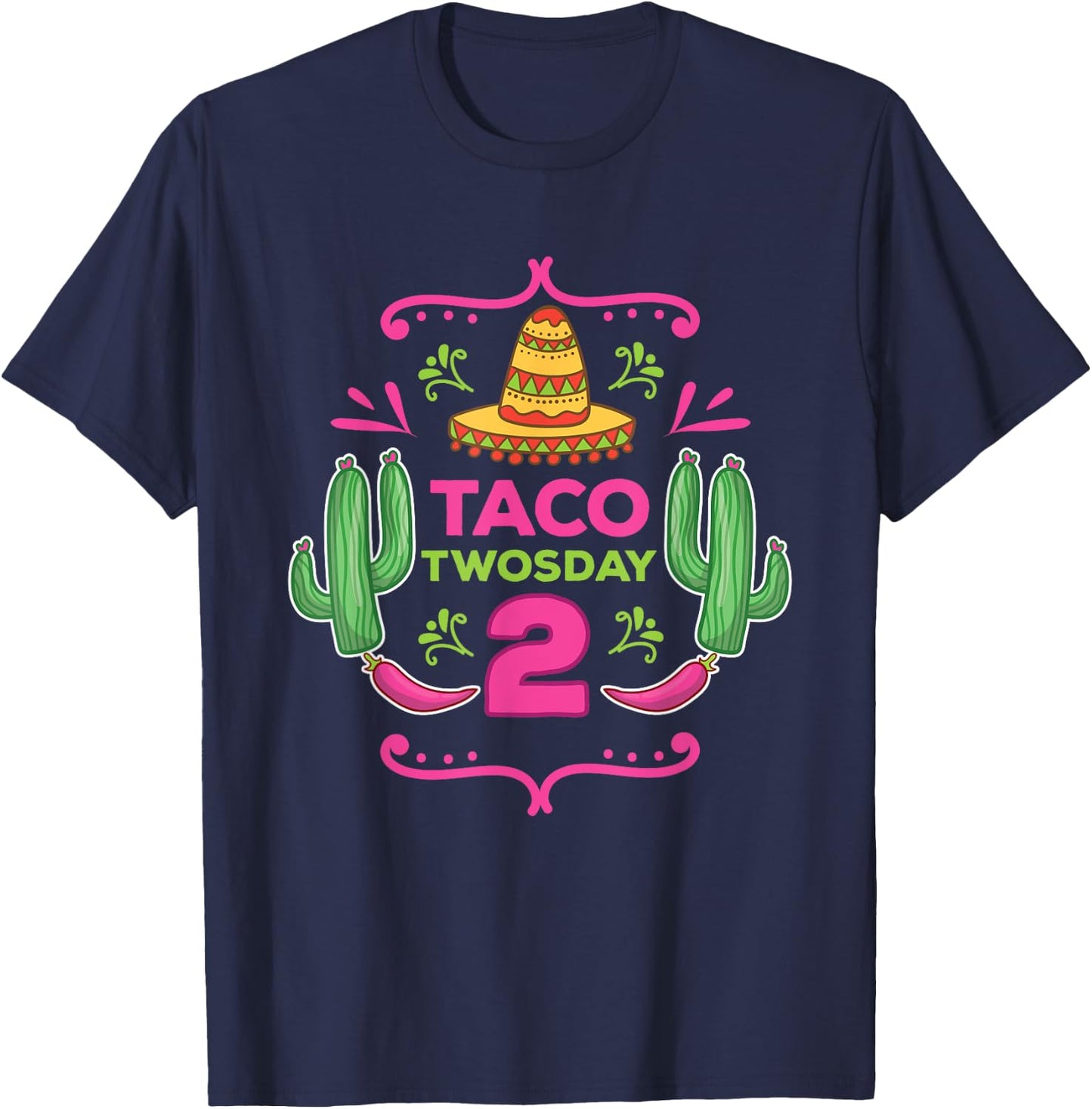 Taco Twosday 2nd Birthday Gift Kids Boy Girl T-Shirt - T-Shirt | Navy