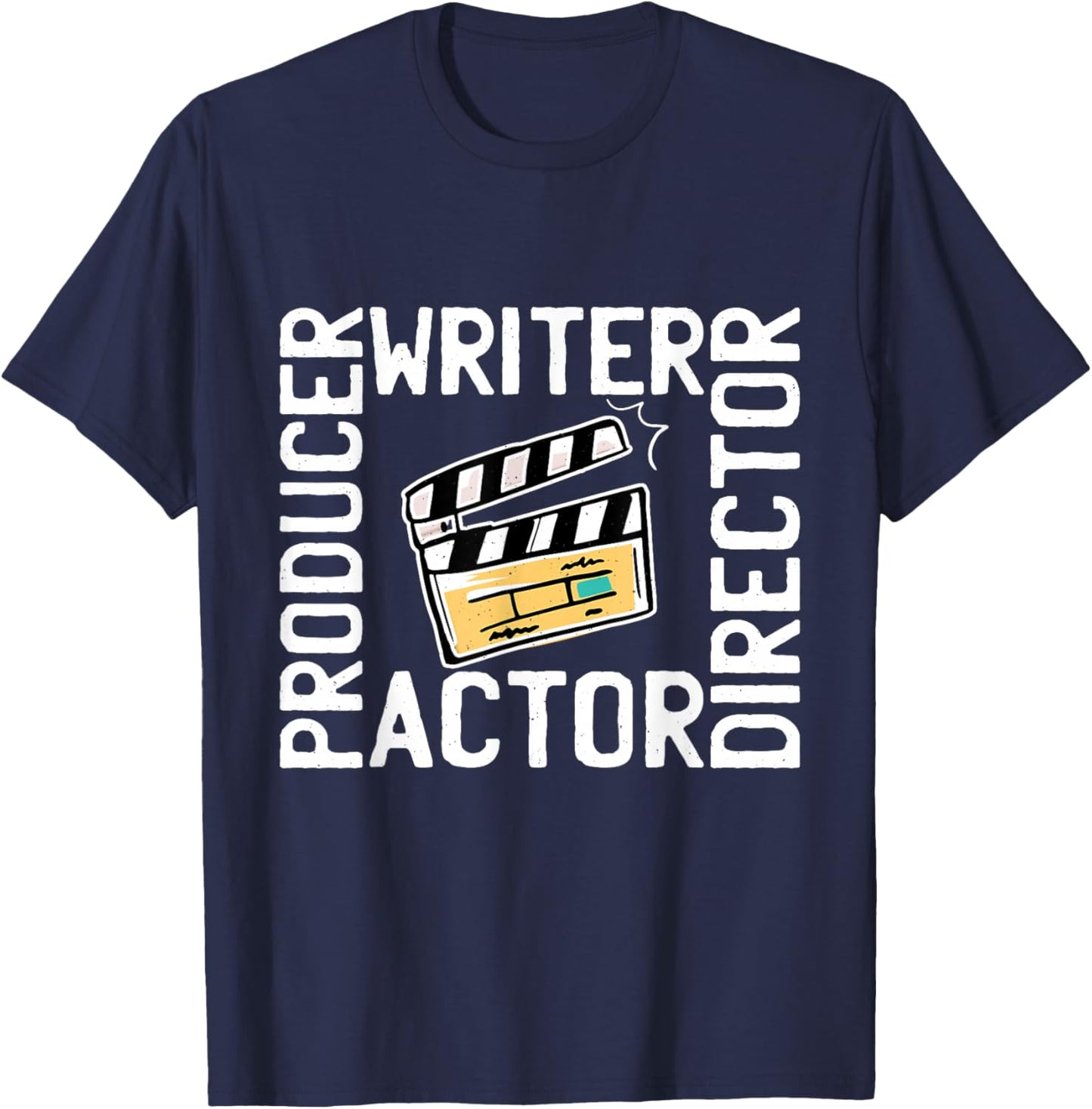 Funny Film Editor Designs For Film Making Lover -Adults Black Short Sleeve Classic Fit Retro Movie-Themed T-Shirt - T-Shirt | Navy