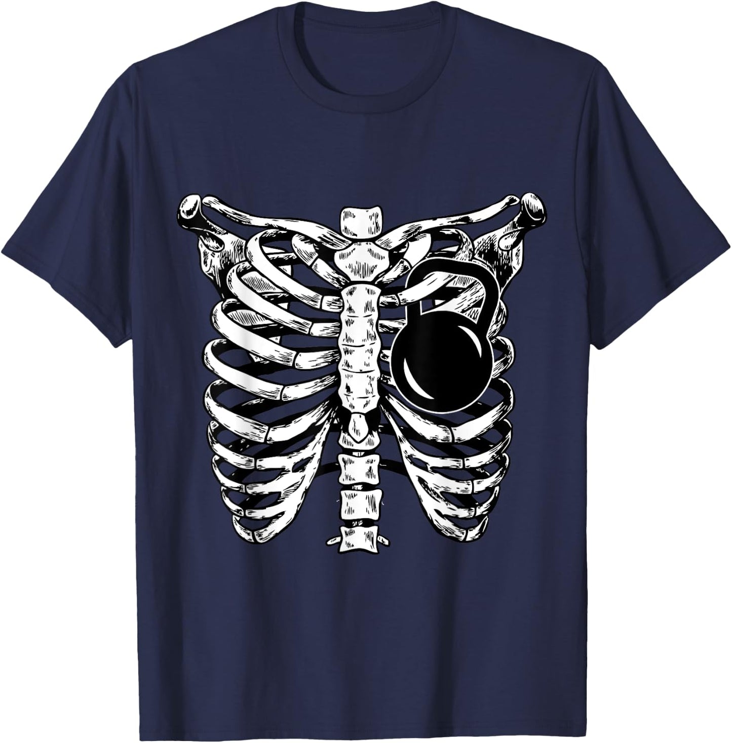 KettleBell Heart Rib Cage Workout Funny Fitness Lover Gift T-Shirt - T-Shirt | Navy