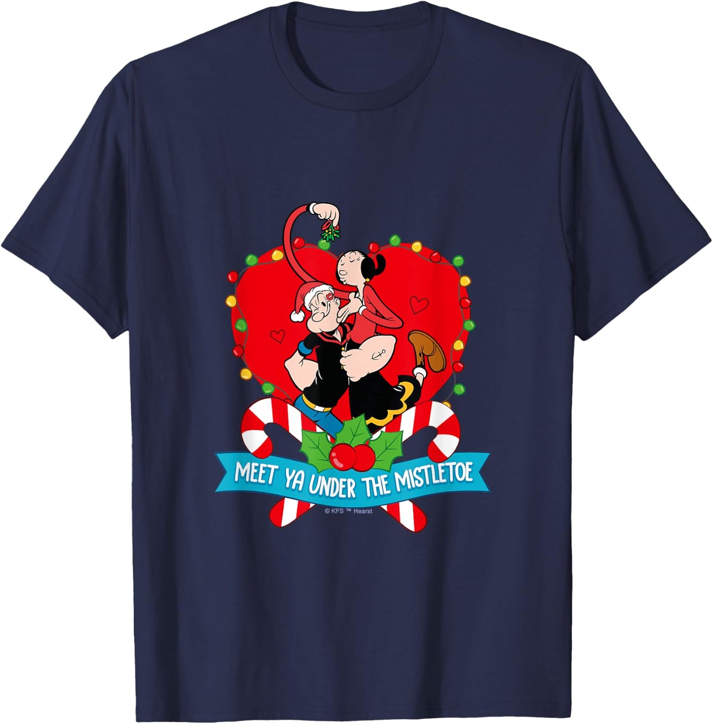 Popeye "Meet Ya Under the Mistletoe" Holiday Collection T-Shirt - T-Shirt | Navy