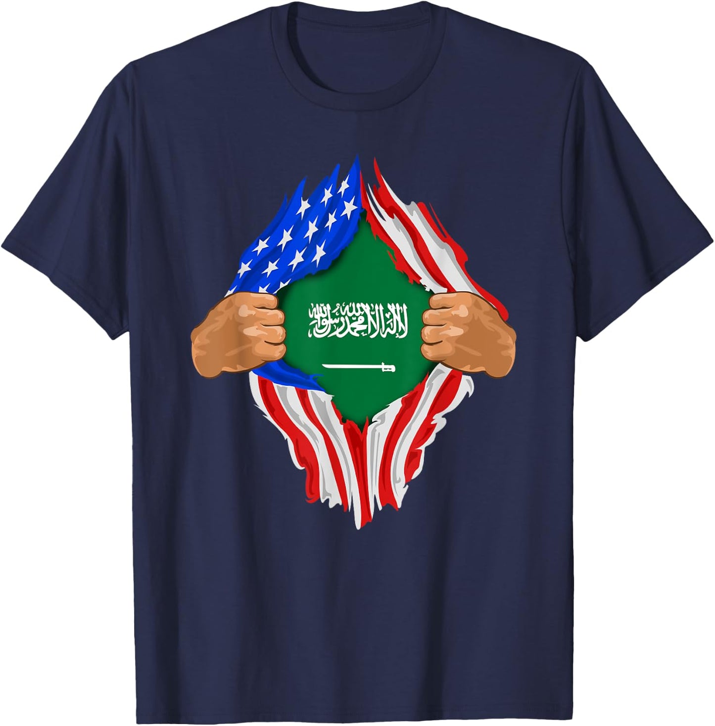 Saudi Arabian Blood Inside Me Shirt | Saudi Arabia Flag Gift T-Shirt - T-Shirt | Navy