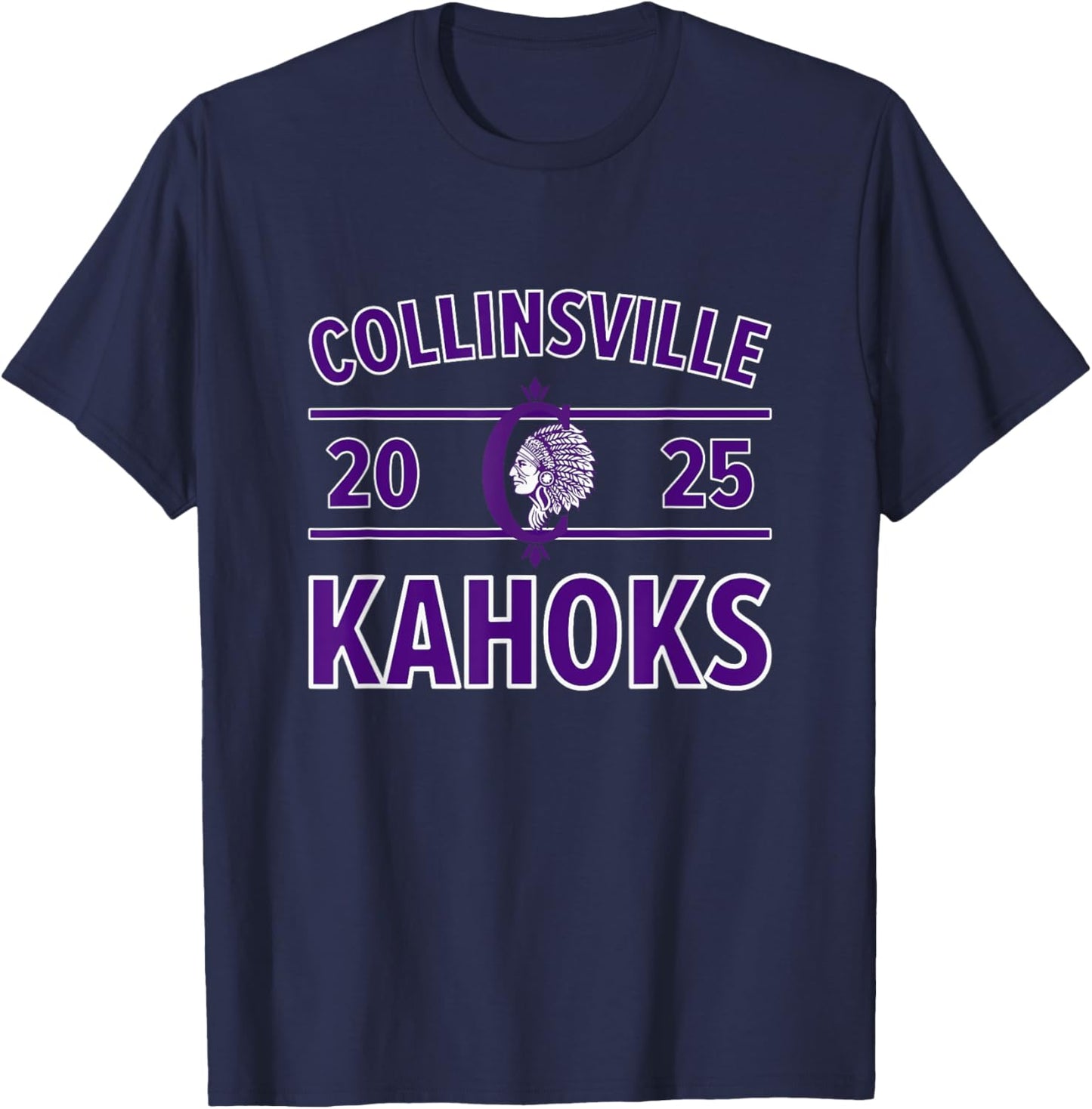 Collinsville Kahoks Logo 2025 HS T-Shirt - T-Shirt | Navy