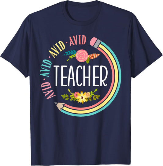Cute Avid Teacher Appreciation Back To School T-Shirt - T-Shirt | Navy