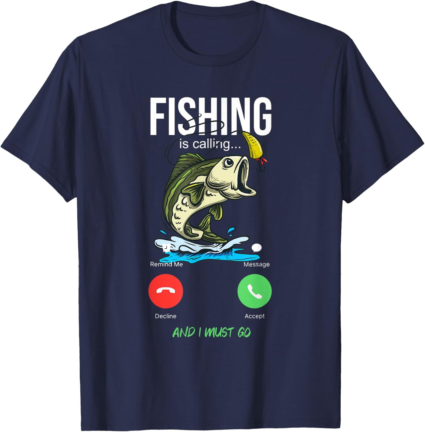 Fishing Is Calling Fishing Bass Fishing Club T-Shirt - T-Shirt | Navy