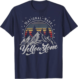 Retro Yellowstone National Park US Vintage Yellowstone T-Shirt - T-Shirt | Navy