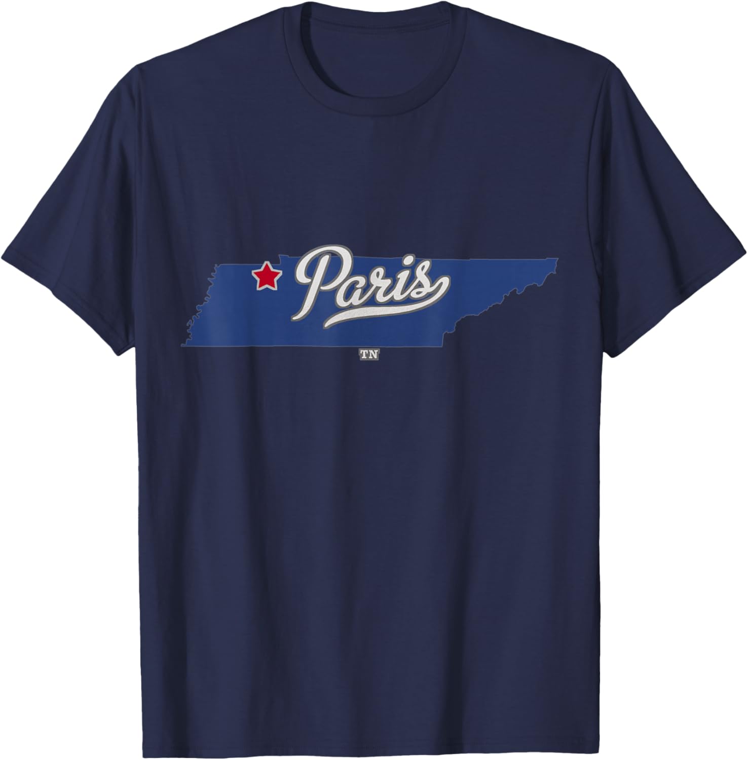 Paris Tennessee TN Map T-Shirt - T-Shirt | Navy
