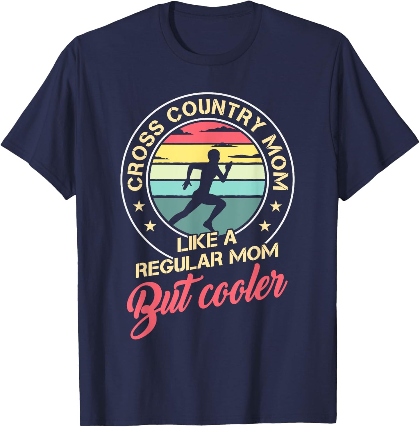 Vintage Cross Country Mom Like A Regular Mom But Cooler T-Shirt - T-Shirt | Navy