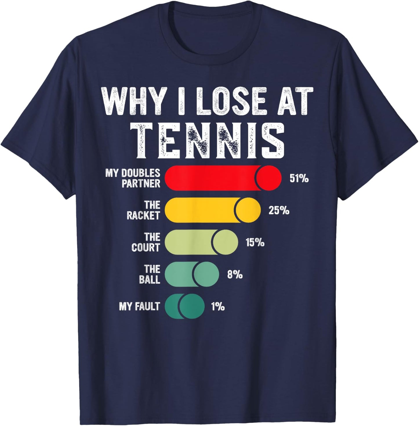 Why I Lose At Tennis Humor Tennis Player Lover Quote T-Shirt - T-Shirt | Navy