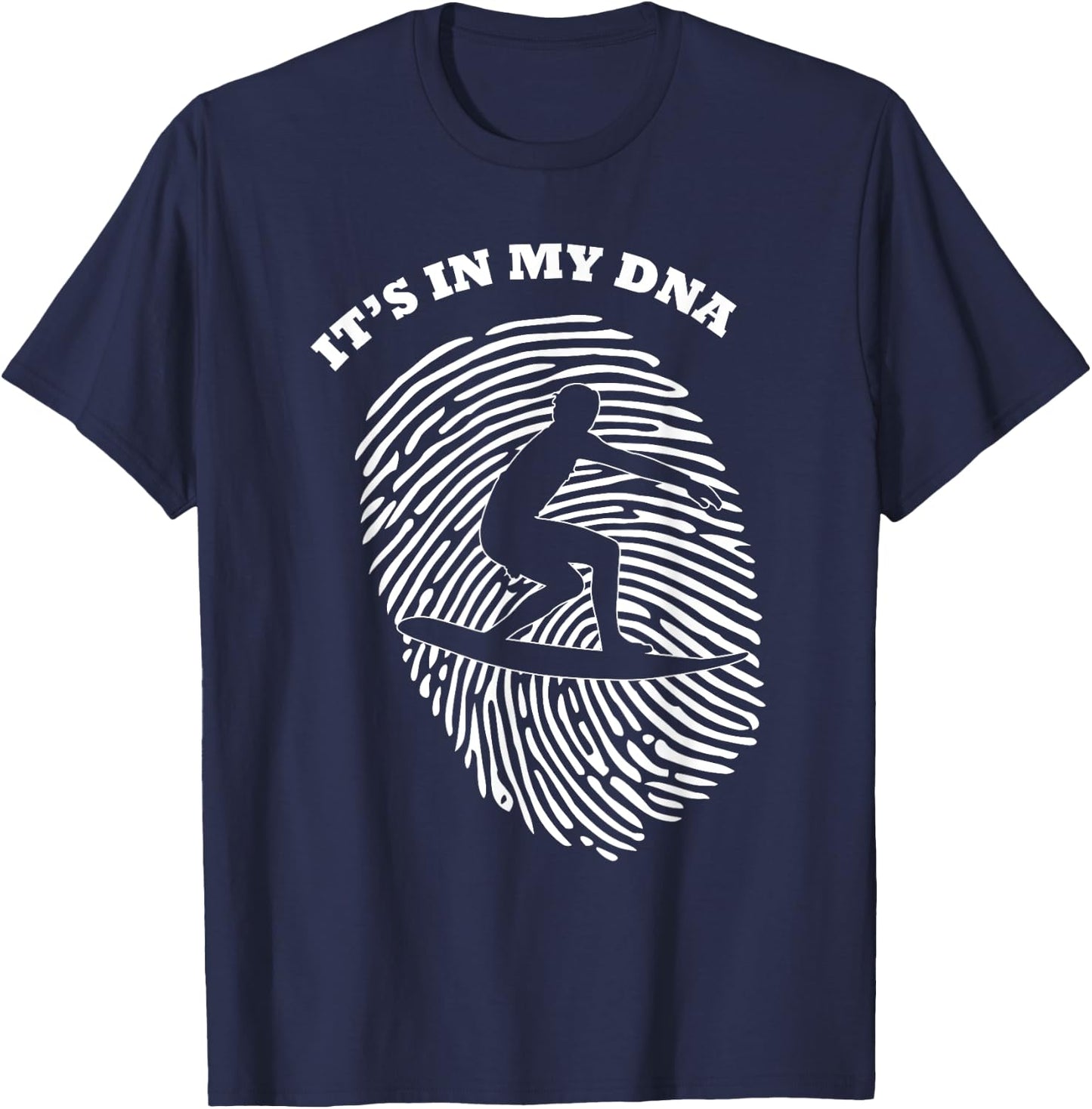 It's In My DNA Surfing Wave Surfer | Fingerprint Fans Retro T-Shirt - T-Shirt | Navy