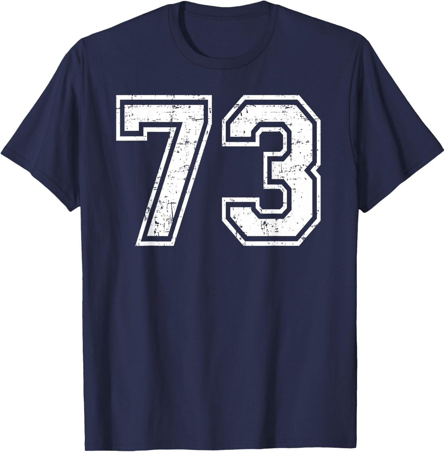 73 Number Seventy-Three Team Sports Grunge Varsity Matching T-Shirt - T-Shirt | Navy