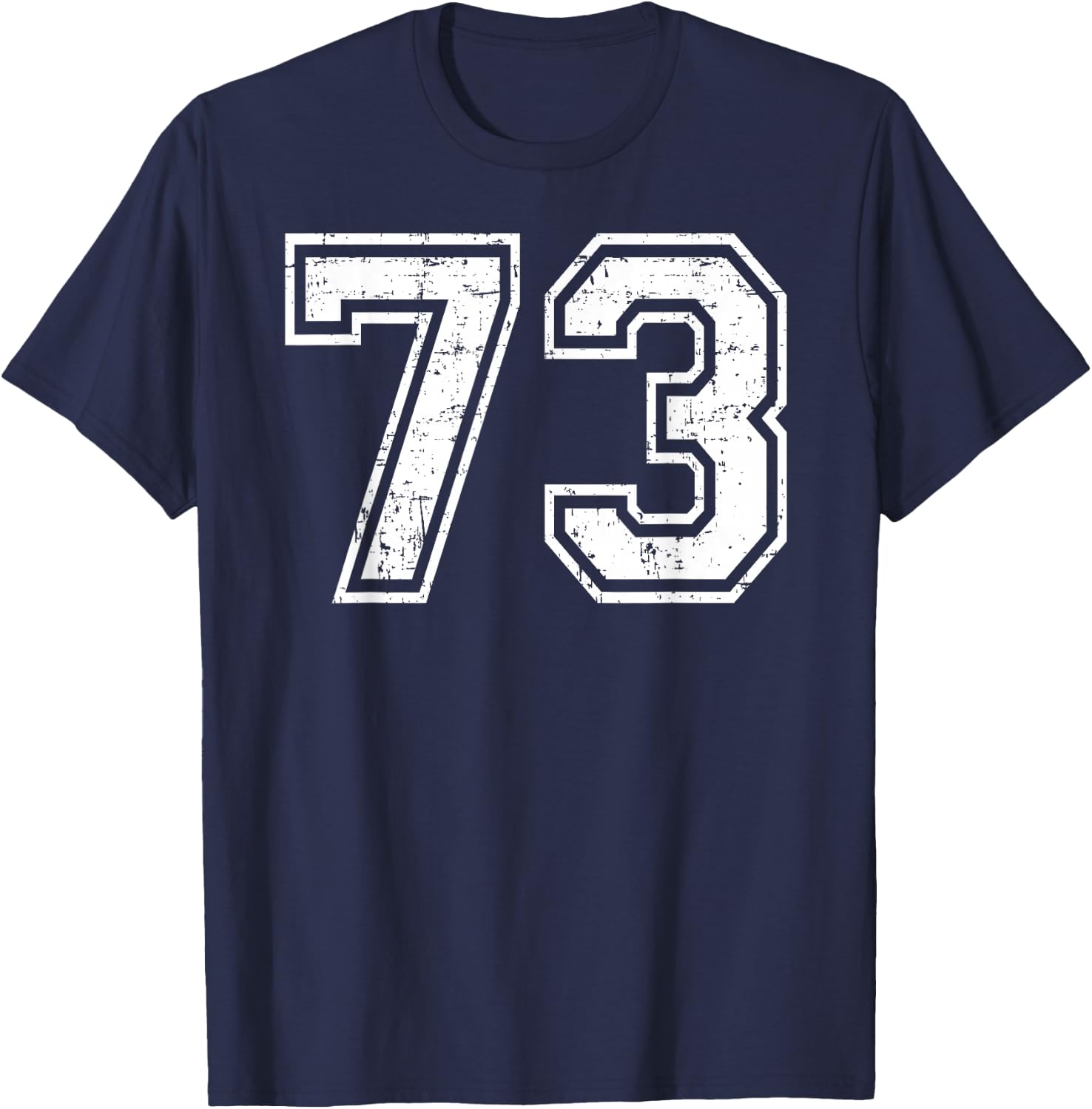 73 Number Seventy-Three Team Sports Grunge Varsity Matching T-Shirt - T-Shirt | Navy