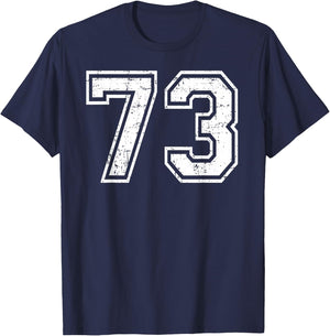 73 Number Seventy-Three Team Sports Grunge Varsity Matching T-Shirt - T-Shirt | Navy
