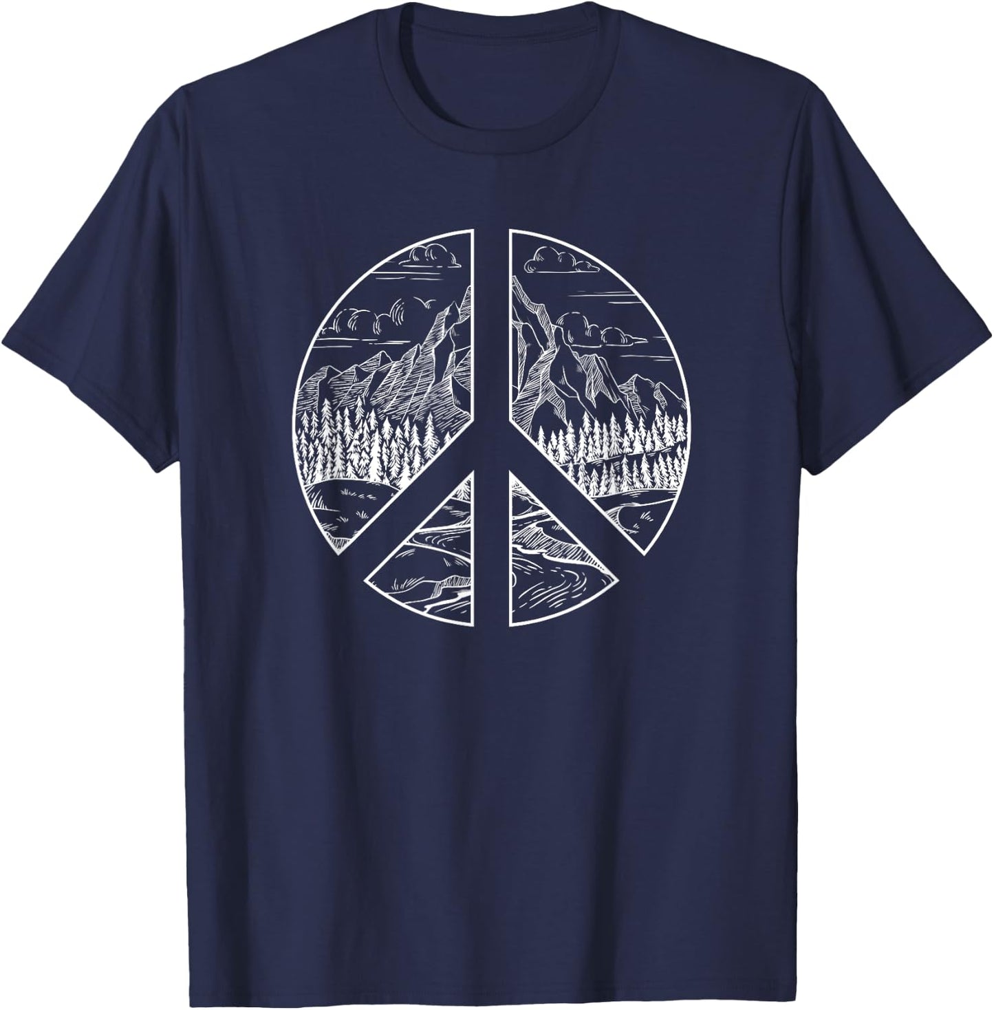 Hippie Peace Nature Vintage Retro Costume Hippy Gift T-Shirt - T-Shirt | Navy