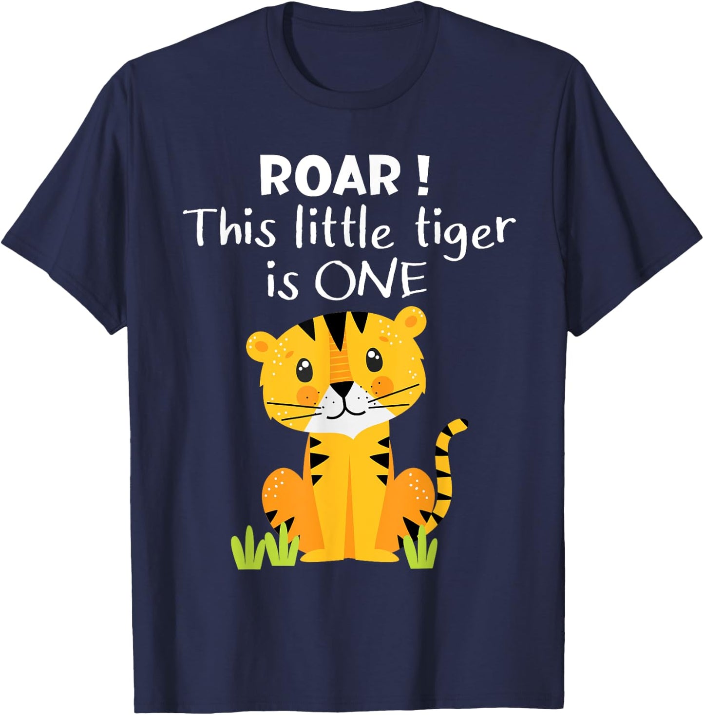 1st Birthday Roar This Little Tiger Is One Zoo Safari Animal T-Shirt - T-Shirt | Navy