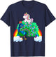 Unicorn Riding Peacock Boys Girls Men Women Kids Rainbow T-Shirt - T-Shirt | Navy