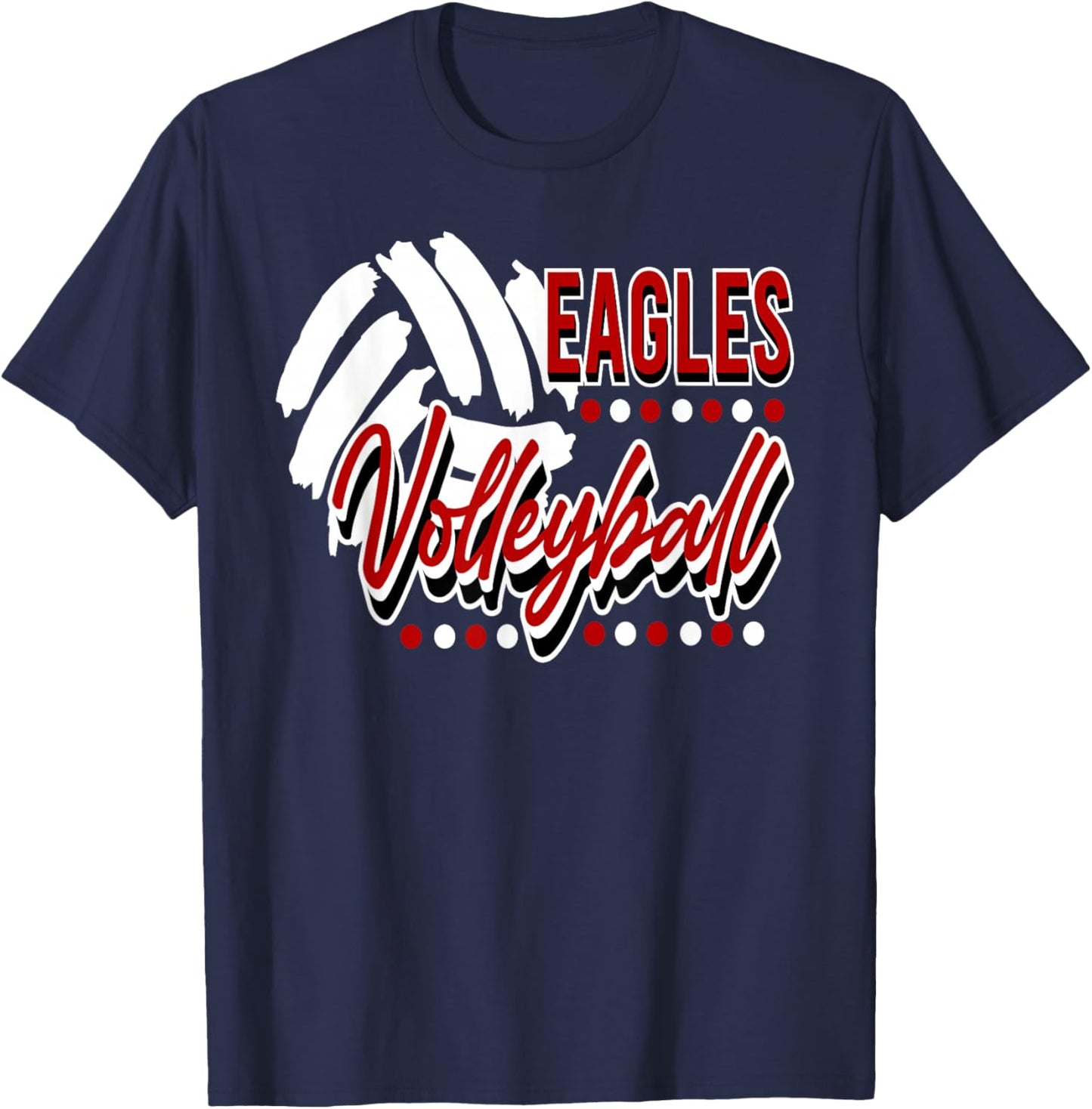 Eagles Volleyball Mom Player Red Black White T-Shirt - T-Shirt | Navy