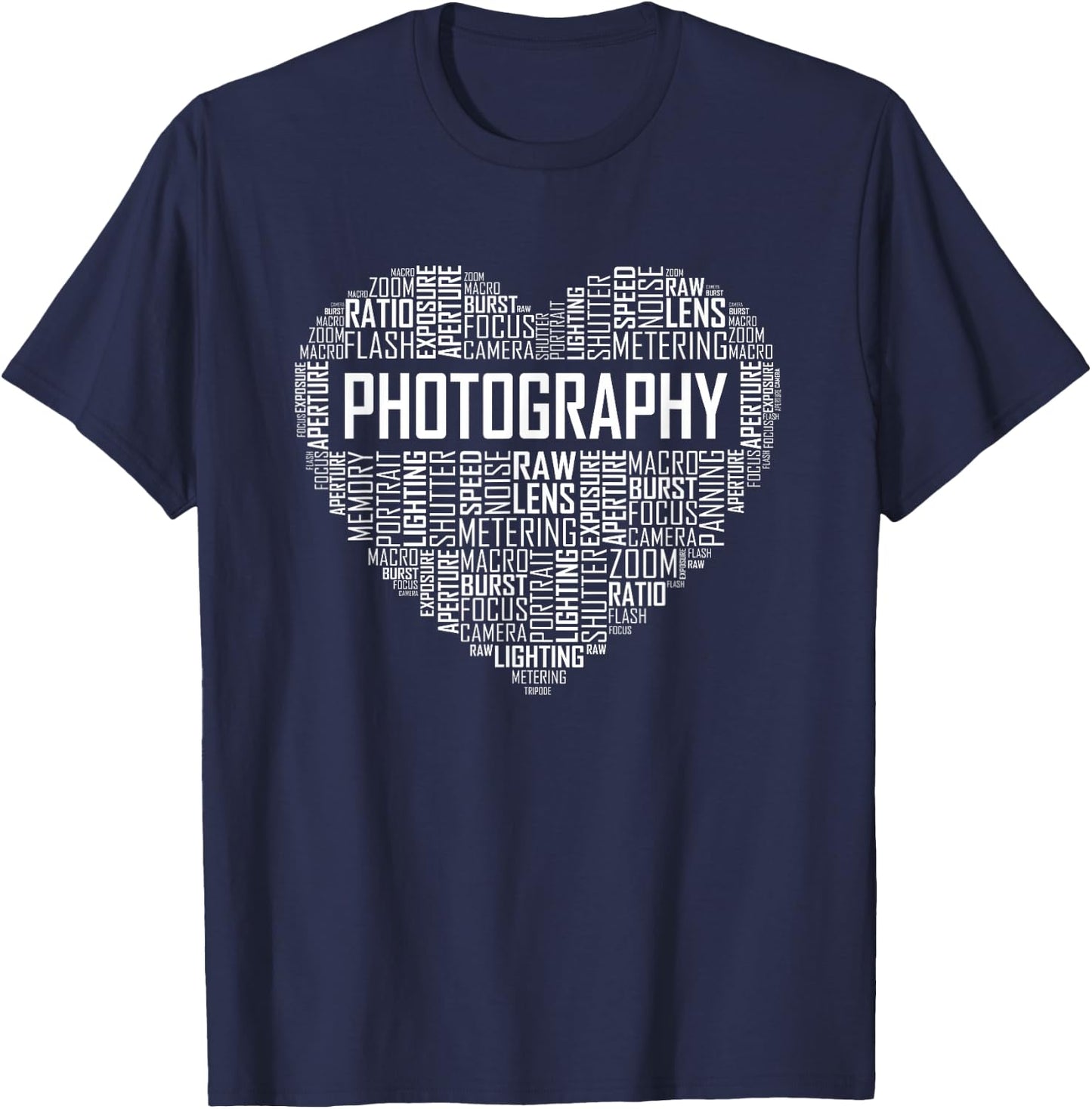 Photography Heart Lover Gift Photographer Love T-Shirt - T-Shirt | Navy