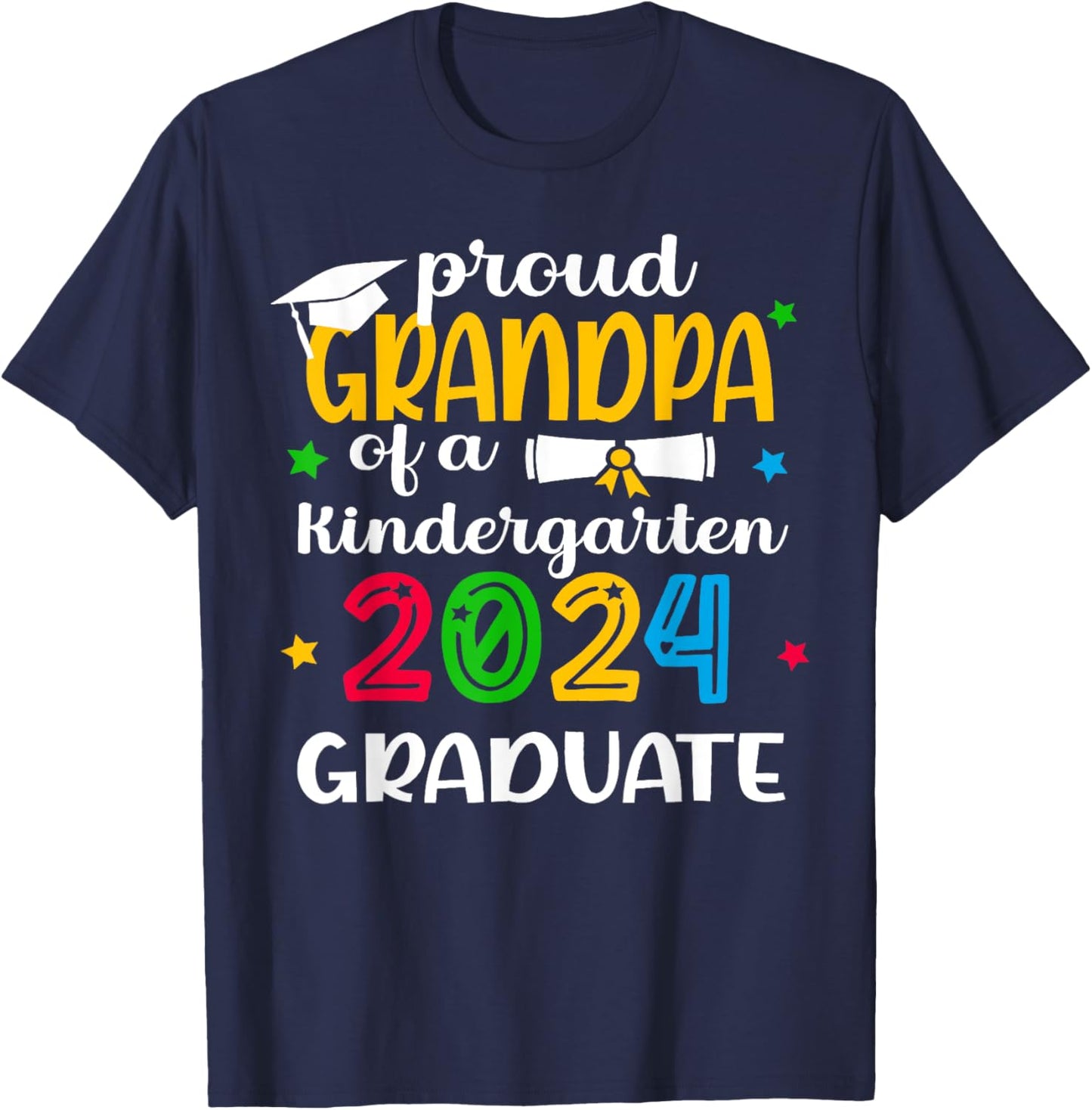Proud Grandpa of Kindergarten Graduate 2024 Graduation T-Shirt - T-Shirt | Navy